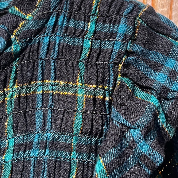 Cat & Jack Green Plaid /shimmer Gold Dress - Picture 4 of 8